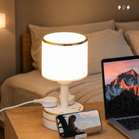 Lampe de bureau encastrable en gros avec port de charge USB intégré, design circulaire avec cordon, petite veilleuse avec prise de courant