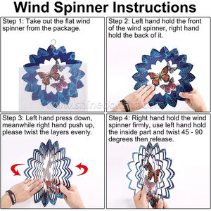 Ruota a vento a farfalla lucida 3d ruota a vento di colore 12 pollici per giardino Patio decorazioni esterne rotonde campanelli eolici - Product Image 5