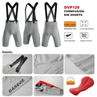 Darevie Cuissardes de cyclisme personnalisées pour hommes, avec rembourrage italien, en tissu à découpe libre double face, vêtements de sport