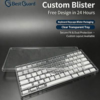 Bandeja de plástico PET transparente personalizada para blíster, moldeada al vacío, para almacenamiento y embalaje minorista de teclas de teclado mecánico
