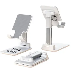 Custom Logo Promotional Anti Shake Foldable Office Desktop Plastic Cell Phone Tablet Stand Adjustable Gift Mobile Phone Holder