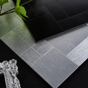 Piastrelle Decorative Hotel quadrate in alluminio Pvc mosaico in metallo Texture Backsplash piastrelle da cucina