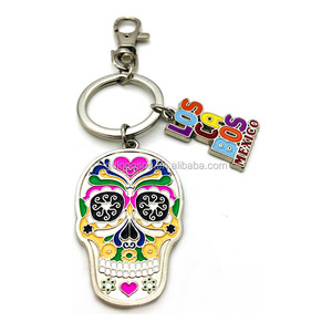 ロス・カボス メタルエナメル スカルキーホルダー スケルトンヘッドキーリング お土産 メキシコ ホラーキーホルダー - Product Image 2