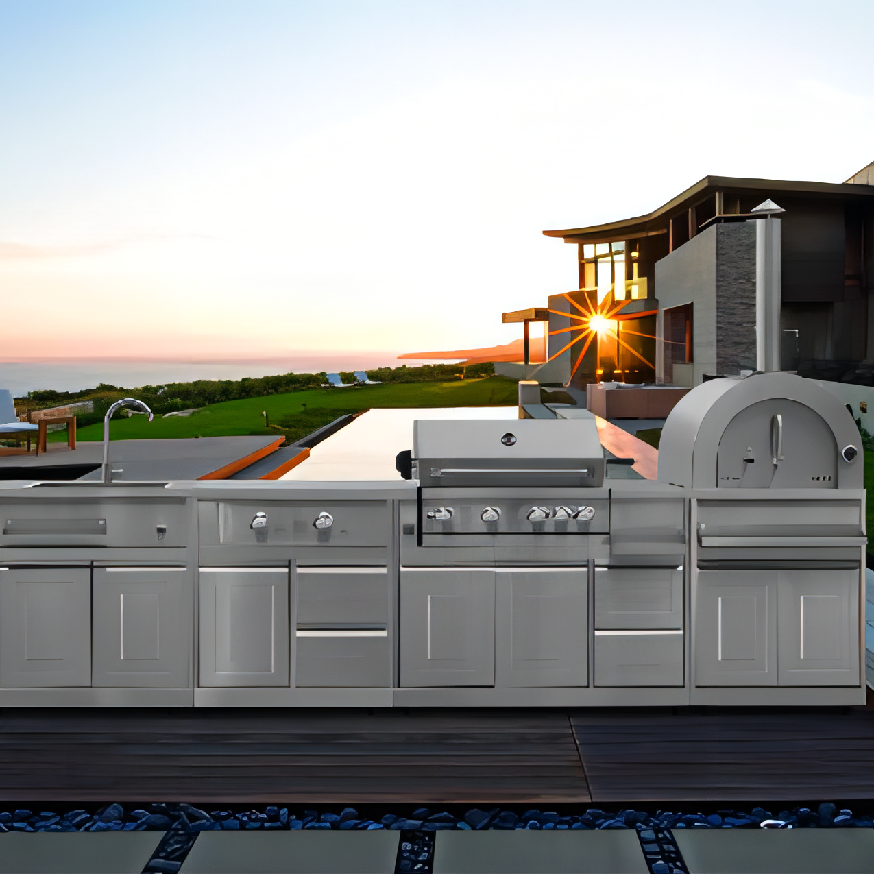 Commercio all'ingrosso SS304 Outdoor Grill BBQ Kitchen gas propano built bbq outside bar island barbecue Grill Island