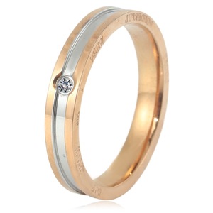 yunnique Rose Gold <b>Titanium</b> Steel Letter <b>Ring</b> Bezel Set Diamond Unisex Fashion Jewelry Gift - Product Image 1