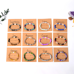 Vente flash CHUSE CI0475 Bijoux tendance Bracelet en cristal mosaïque avec breloque des 12 constellations du zodiaque avec carte de présentation - Product Image 5