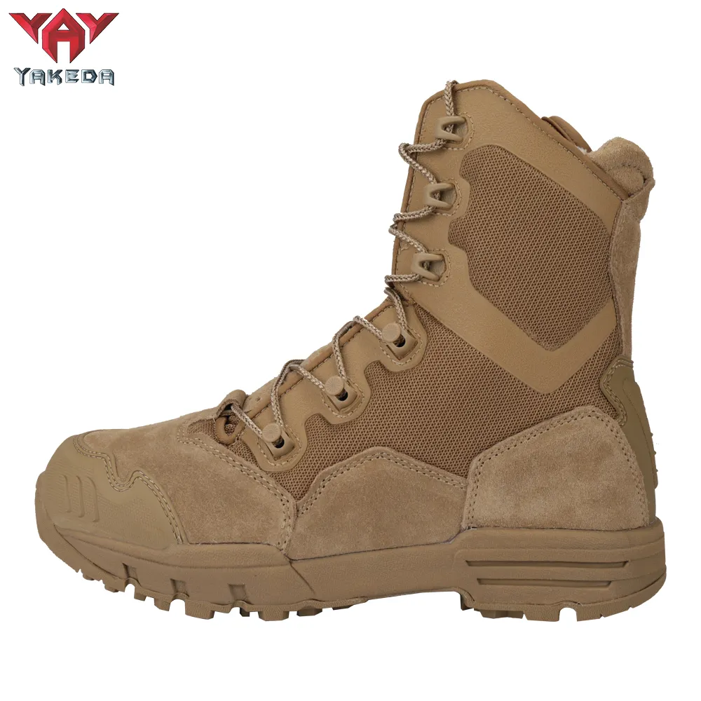 Yakeda-botas impermeables para hombre, calzado táctico de cuero para exteriores, senderismo, Camping, entrenamiento de combate genuino duradero