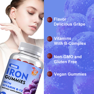 Complément alimentaire végétalien en gommes de fer à marque privée OEM, sans OGM et sans gluten, avec zinc et vitamines B pour le soutien immunitaire - Product Image 2