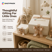 Scatole Regalo Rigide Personalizzate in Avorio, Scatole Quadrate per Imballaggio con Nastro Champagne per Negozi e Boutique