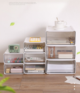 Cassettiera portaoggetti da scrivania, organizer per documenti e articoli vari, contenitore da scrivania per cosmetici, mobiletto impilabile per casa e ufficio - Product Image 1