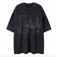 T-shirt à manches longues col en V pour homme, coupe oversize, 100 % coton, imprimé en relief, style streetwear hip-hop 2025