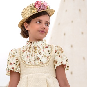 Custom di alta qualità bianco bambini ragazze abiti con bretelle gonna con fiore stampato stile spagnolo per bambini fabbrica di <span class=keywords><strong>abbigliamento</strong></span> - Product Image 2