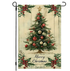 Bandiera da Giardino con Albero di Natale Sempreverde 12x18 Pollici, Doppia Faccia per Esterno, Bandiera Natalizia per Cortile e Giardino - Product Image 3