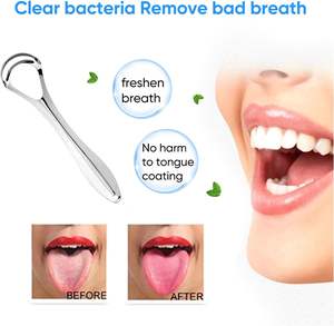 In metallo raschietto per linguetta, in acciaio inox pulitore con custodia da viaggio per le donne di ridurre l'alito cattivo orale cura - Product Image 3