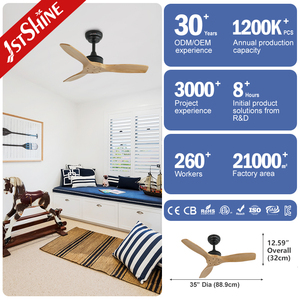 1 ventilatore da soffitto stshine In legno naturale pale silenziose del grande telecomando del vento 35 In. Ventilatore da soffitto senza luce - Product Image 3
