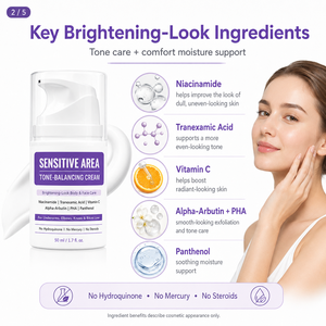 Crème Corporelle Éclaircissante Bio à Marque Blanche pour Zones Sensibles, Hydratante, Anti-Taches Brunes, à la Niacinamide, à l'Acide Tranexamique et à l'Arbutine - Product Image 3
