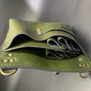 Sac à outils de coiffure rétro et tendance en cuir de vache, sac banane à fermeture éclair, sac bandoulière pour coiffeur et barbier - Product Image 5