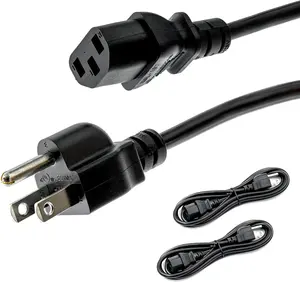Cable de extensión de enchufe Cable de extensión de alimentación de CA universal de repuesto de PIN de 3 pines Iec320 Enchufe americano estándar C13 a Nema 5-15p