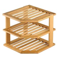 Étagère d'angle triangulaire à 3 niveaux en bambou pour comptoir de cuisine, support de rangement pour épices et condiments, organisateur de bouteilles d'assaisonnement
