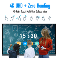 Pantalla Plana Interactiva 4K UHD de 65, 75 y 86 Pulgadas, Android, 40 Puntos Táctiles, Pizarra Inteligente para Escuelas con Ranura OPS, FCC/CE para Educación