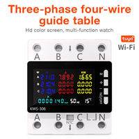 Medidor de Electricidad KWS-306 con Control por Aplicación, CA 85-290V, Pantalla a Color, Digital Inteligente, Riel DIN, Trifásico, 4 Hilos, IP67, Resistente al Agua, Frecuencia