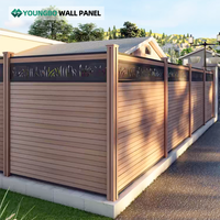 Panneaux de clôture en composite bois-plastique résistant au vent avec design 3D, panneaux de clôture extérieurs durables, hauteur personnalisable