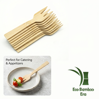 Fourchette en bambou de 140 mm, ustensiles en bambou durables pour apéritif, dessert, salade, fête, compostables