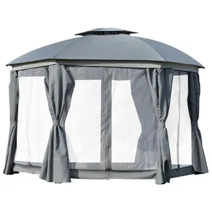 10x10 ft Weather Resistant Steel Waterproof Canopy Pop Up Tent Outdoor Patio Art Garden Gazebo with Mosquito Net