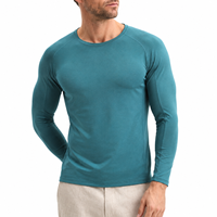 T-shirt de compression à manches longues pour homme, col rond, rayures contrastées, personnalisable OEM, séchage rapide, respirant, pour la course, la gym et l'entraînement