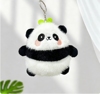 Porte-clés en peluche panda roux mignon, pendentif pour sac, animal en peluche doux avec anneau métallique