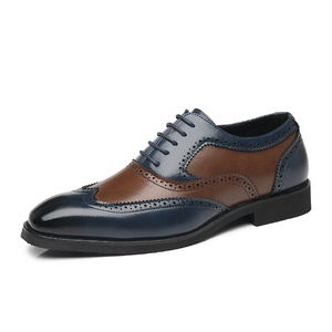 Chaussures habillées Oxford à enfiler pour hommes, grande taille 37-48, imperméables, en cuir PU pleine fleur, faites à la main, de haute qualité, pour l'hiver et l'automne, idéales pour les mariages - Product Image 1