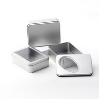 Boîte en étain rectangulaire avec fenêtre, dimensions 125 x 90 x 48 mm, en matériau écologique brillant, pour coupe-ongles et logo personnalisé
