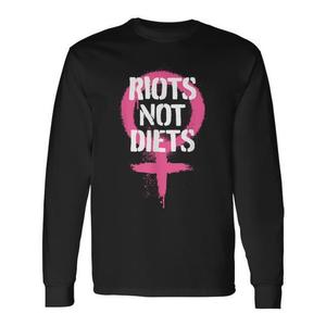 T-shirt a maniche lunghe con grafica punk femminista Riots Not Diets - Product Image 1