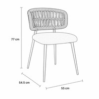 Chaise de balcon extérieure en rotin PE et fer, empilable, moderne, minimaliste, résistante à l'eau, aux intempéries et à la rouille, pour l'extérieur, en gros