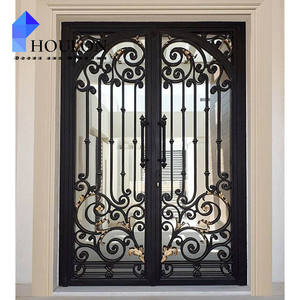 Tasarım dekoratif pazarlık fiyat bayi için güvenlik kapısı hırsız geçirmez Metal ana ferforje kapı - Product Image 5