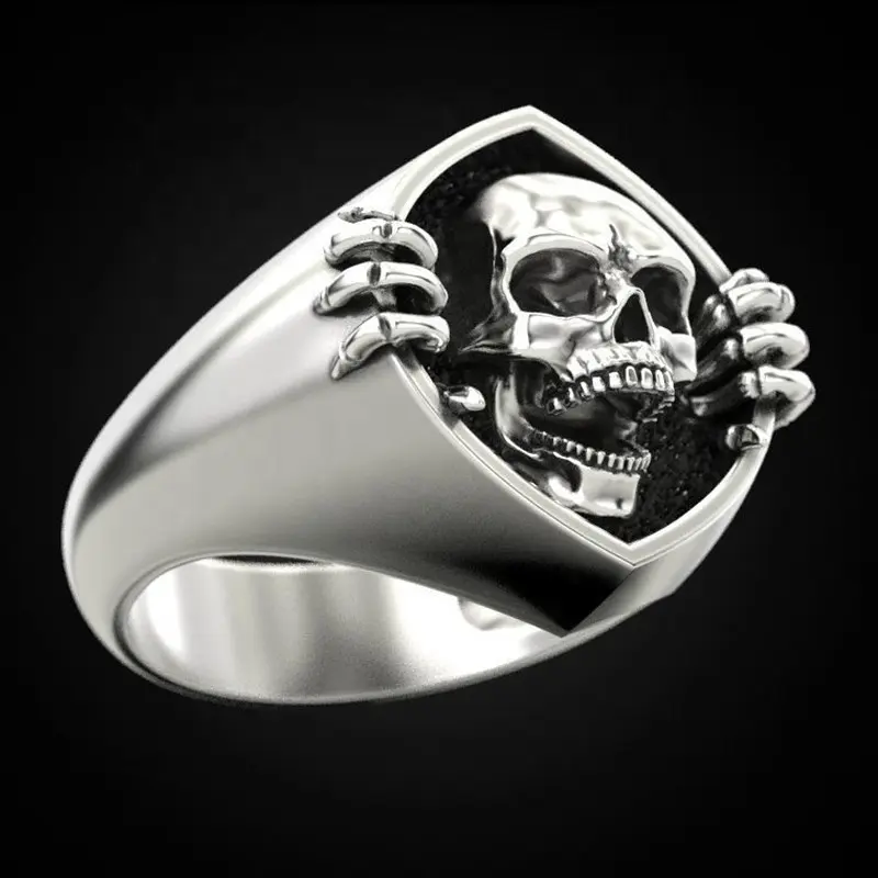 2021 New vintage Punk designer skull mens rings jewelry Domineering Creativity hip hop alloy chunky Halloween rings wholesale