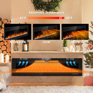 Pansee 50in Perapian Modern Tanam Dinding Pemanas Listrik Efek Api Realistis Hemat Energi Dikendalikan Aplikasi untuk Rumah Tangga - Product Image 6