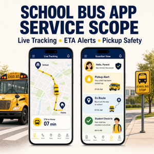 Développement d'une application de <span class=keywords><strong>suivi</strong></span> de bus scolaires personnalisée pour iOS et Android avec fonction de contrôle des présences des élèves et alertes parentales LionCreate - Product Image 2