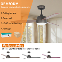 Ventilateur de plafond moderne simple et dimmable, 46 pouces, moteur DC, télécommande, pour intérieur domestique