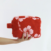 Pochette de maquillage en tissu éponge doux et absorbant, motif hibiscus hawaïen, pour voyage, trousse de toilette en tissu éponge