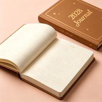 Carnet de notes A5 à couverture rigide 2028, agenda quotidien personnalisé marron, papeterie, cadeau