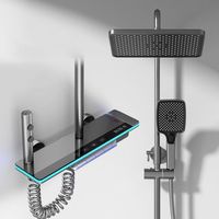 Ensemble de douche numérique pour salle de bain, avec fonction spa, jet lombaire, système de douche thermostatique, robinets, douche à effet pluie, ensemble de douche numérique pour bain