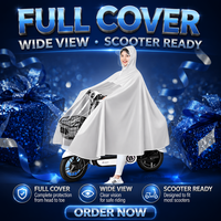 Poncho de pluie transparent imperméable à couverture intégrale pour moto, vélo et vélo électrique, idéal pour la conduite en extérieur - Vente en gros