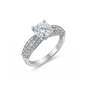 Anillo de Compromiso y Boda Personalizado de Oro Sólido S925/10K/14K/18K con Diamante Redondo de 1.0CT Cultivado en Laboratorio, Engastado con Puntas, Certificado por IGI - Product Image 1