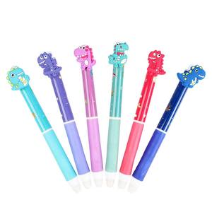 O&Q Personalisierbarer Radierbarer Gelstift aus Kunststoff mit Niedlichem Dinosaurier-Design, 0,5mm, Schwarz/Blaue Tinte, Kinder-Cartoon-Tierstil für Büro und Schule - Product Image 2