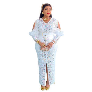 Rayas Lentejuelas Elegante <span class=keywords><strong>Prom</strong></span> Sirena Vestido Cuello en V Mujer Ropa Noche Cóctel Vestidos largos - Product Image 4