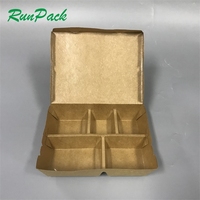 Boîte à lunch jetable de haute qualité à emporter en papier à compartiment plié pour repas Bento pour emballage de restauration rapide