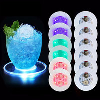 Sous-verre lumineux transparent rond à LED multicolore changeant de couleur pour la maison, les événements, les mariages et les bars