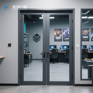 <span class=keywords><strong>Porte</strong></span> battante à double charnière en alliage d'aluminium, <span class=keywords><strong>porte</strong></span> en aluminium avec verre trempé transparent, <span class=keywords><strong>porte</strong></span> d'entrée pour bureau, salle de jeux, espace de travail commercial - Product Image 1