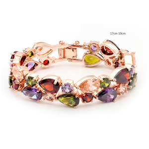 Braccialetti con Catena in <span class=keywords><strong>Ametista</strong></span> Placcati <span class=keywords><strong>Oro</strong></span> Stile Bohémien con Zirconi Multicolore <span class=keywords><strong>e</strong></span> Pietra Portafortuna - Product Image 5